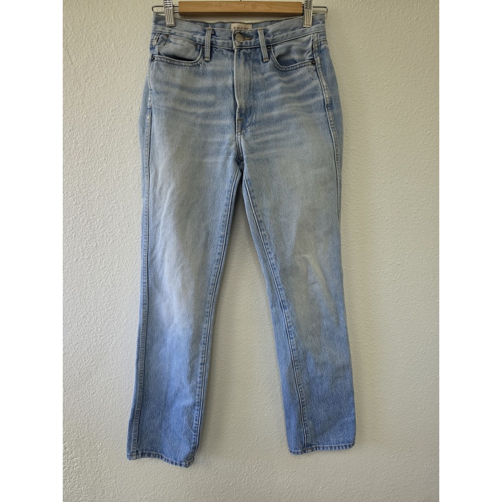 FRAME Women Skinny Jeans Size 24 Light Blue Solid Denim Classic Slim Fit